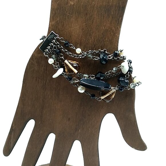 Lia Sophia VIXEN MOP, Faux Pearl, Acrylic & Glass Beaded Multi-Strand Bracelet - Picture 10 of 12